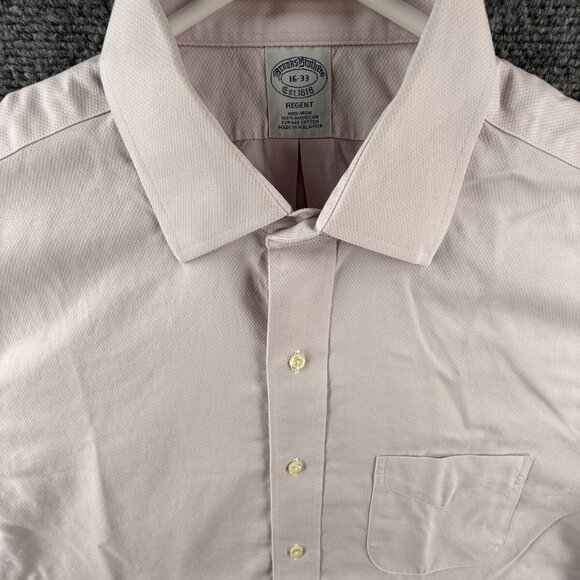 Brooks Brothers Pique Pink Long Sleeve 16 33 Regent Button Up Shirt Non Iron - Picture 1 of 16